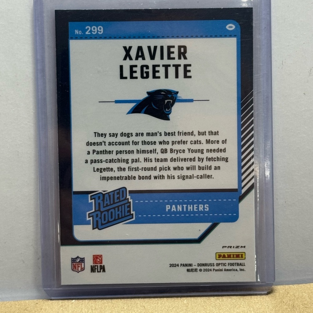 2024 Xavier Legette Rated Rookie Blue Wave Panini Donruss Optic Prizm. Mint - Picture 2 of 2